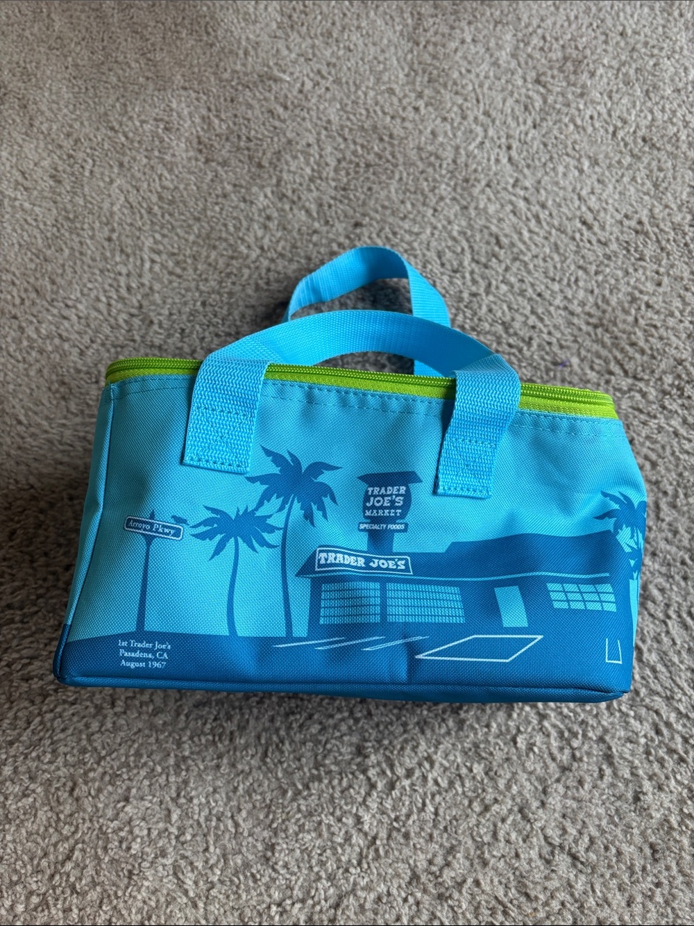 Trader Joe's Blue Palm Tree Lunch Tote